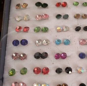 Colorful Crystal Stud Earrings Set